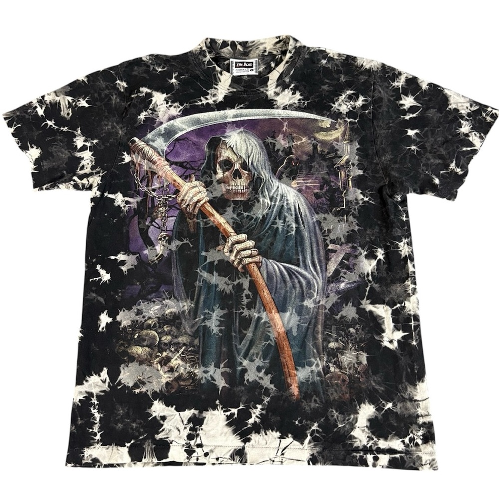 Vintage 90's The Roxx Grim Reaper Scythe Tie Dye T-Shirt Single Stitch Large
